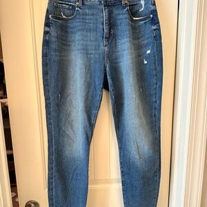 LOFT Women's Mid-Blue Skinny Jeans with Light Fade